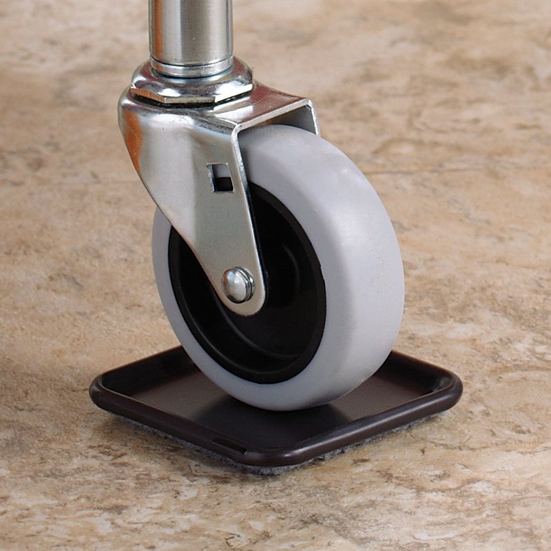 سوفت تاتش أكواب عجلات الأثاث ذات القاعدة المربعة القابلة لإعادة الاستخدام من SoftTouch مقاس 2 1/2 بوصة لحماية الأرضيات الخشبية أو البلاط أو الأرضيات الخشبية المصنعة، بني/رمادي (عبوة من 4 قطع) - Image 4